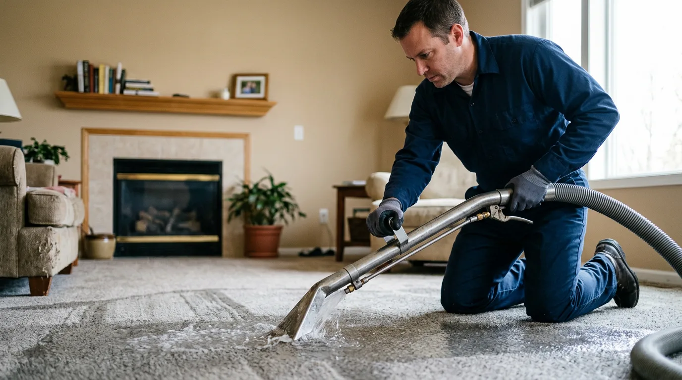 Water damage restoration technician working near New Berlinville, PA